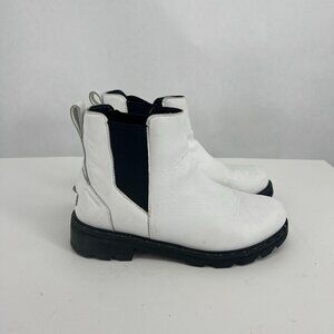 SOREL Lennox Lug White Leather Chelsea Boots Waterproof Ankle Nail Stud 19309711